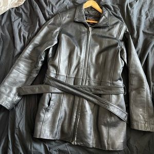 Real Leather jacket with strap belt